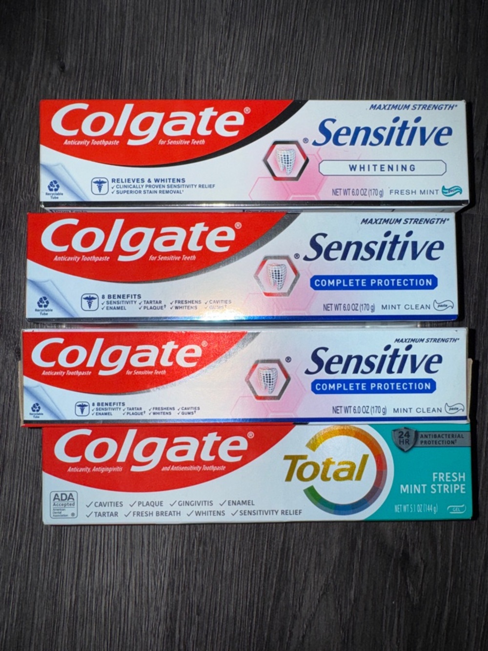 Colgate Sensitive & Colgate Total Toothpaste Bundle~ 4 pack